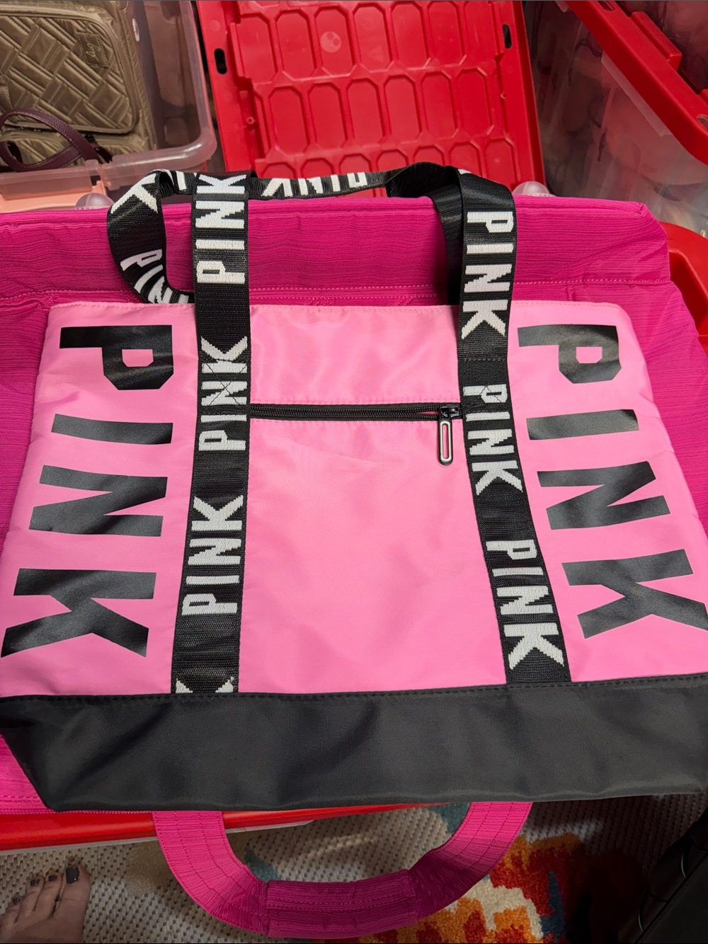 Pink & Black Tote Bag